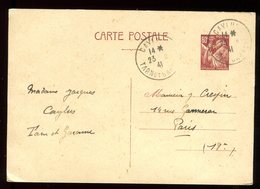 Entier Postal De Caylus Pour Paris En 1941 - N122 - Cartes Postales Types Et TSC (avant 1995)