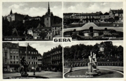 Gera, Mehrbild-AK  Mit Markt Und Geschäten, 1938 - Gera