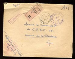 Enveloppe En Recommandé Du Camp De Sathonay En 1958 Pour Lyon - N132 - Military Postmarks From 1900 (out Of Wars Periods)