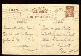 Entier Postal De Bergerac ( Hôpital Mixte ) Pour Paris En 1941 - N145 - Standard Postcards & Stamped On Demand (before 1995)