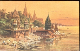 CPA SIGNED ILLUSTRATION, F. PERLBERG- VARANASI TOWN ON GANGA RIVER - Perlberg, F.