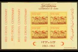 RED CROSS 1963 Dubai Red Cross Centenary Imperf Miniature Sheet Set, SG MS 33b, Never Hinged Mint (4 Sheets) For More Im - Sin Clasificación