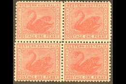 WESTERN AUSTRALIA 1905-12 1d Rose-pink, Wmk SG Type 34 Sideways, Perf.12½, BLOCK OF FOUR, SG 139, Some Light Adhesion To - Other & Unclassified