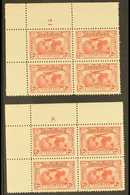 1931 2d Carmine Kingsford Smith, Plates 2 & 8 In PLATE BLOCKS Of 4, SG 121, Plate 2 Lightly Hinged On Margin, Plate 8 Ne - Andere & Zonder Classificatie