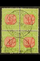 POSTAGE DUE 1931-36 1s Carmine And Yellow-green, Perf 11, SG D111, Very Fine Used BLOCK OF FOUR. For More Images, Please - Sonstige & Ohne Zuordnung