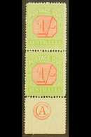 POSTAGE DUES 1913 1s Scarlet And Yellow Green, SG D85, Superb Never Hinged Mint Vertical Pair With Bottom Margin Showing - Sonstige & Ohne Zuordnung