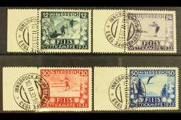 1933 Ski Championship Fund Complete Set (Michel 551/54, SG 699/702), Used Marginal Examples Cancelled By Nice Full "FIS- - Otros & Sin Clasificación