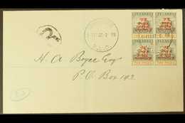 1907 KINGSTON RELIEF FUND REGISTERED COVER An Attractive Cover Bearing 1d On 2d Block Of 4 With Inverted Ovpt FROM THE F - Barbades (...-1966)