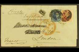1853 (30 Nov) Entire Addressed To London, Bearing 1851-54 20c (2+ Large Margins) & 40c (right Margin Example With 2 Marg - Autres & Non Classés