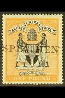 1895 £1 Black & Yellow-orange, Large SPECIMEN Overprint, SG 29s, Unused & Without Gum For More Images, Please Visit Http - Nyassaland (1907-1953)