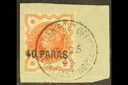 1893 40pa On ½d Vermilion, SG 7, Superb Used On Piece With "full S", Showing Complete Constantinople Fe 25 93 Cds. For M - Levante Británica