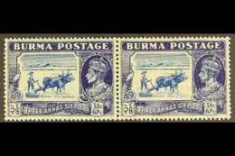 1938-40 3a6p Light Blue And Blue Pair With + Without TICK BIRD VARIETY, SG 27b+27, Very Fine Mint (pair) For More Images - Birmania (...-1947)