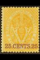 1868-71 25c Yellow, SG 31, Fine Mint. For More Images, Please Visit Http://www.sandafayre.com/itemdetails.aspx?s=626133 - Other & Unclassified