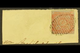 1851 3d Dull Red, SG 2, Used With 4 Neat Margins Tied To Large Piece By Full Barred Oval Cancellation. An Impressive Ite - Andere & Zonder Classificatie
