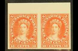 1860-63 10c Vermilion IMPERF PLATE PROOF PAIR On India Paper Mounted On Card. Lovely (pair) For More Images, Please Visi - Otros & Sin Clasificación