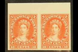 1860-63 10c Vermilion IMPERF PLATE PROOF PAIR On India Paper Mounted On Card. Lovely (pair) For More Images, Please Visi - Other & Unclassified