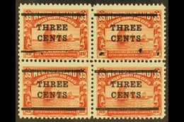 1920 (Sept) 3c On 35c Red, SG 147, Block Of Four With The Upper Pair Showing Most Of One Bar And Part Of One Bar Missing - Other & Unclassified