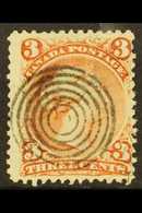 1868-71 3c Brown Red Large Queen On Laid Paper, SG 58a, Neat Target Cancel, Light Crease Across One Corner. For More Ima - Sonstige & Ohne Zuordnung