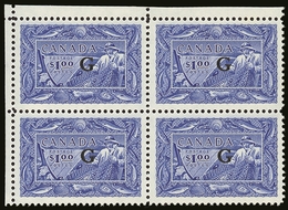 OFFICIAL 1950-51 $1 Ultramarine "G" Overprint, SG O192, Very Fine Never Hinged Mint Corner BLOCK Of 4, Very Fresh. (4 St - Other & Unclassified