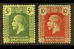 1921-6 5s Yellow-green On Pale Yellow & 10s Carmine On Green, Wmk Mult. Crown CA, SG 64, 67, Very Fine Mint (2 Stamps).  - Caimán (Islas)