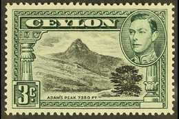 1941 3c Black And Deep Blue-green, Line Perf 14, SG 387c, Very Fine Mint.  For More Images, Please Visit Http://www.sand - Ceylon (...-1947)