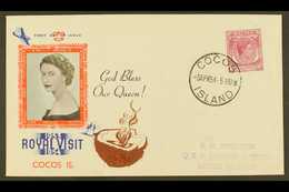 SINGAPORE USED IN 1954 (5th April) Neat Printed Royal Visit Cover, Bearing KGVI 10c Purple, SG 22, Tied By Crisp Cocos I - Cocoseilanden