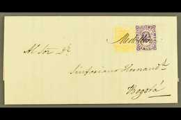 1872 (3 SEP) ENTIRE LETTER From Medellin To Bogota Bearing 1868 10c Violet Type II, Scott 54c, And 1870 5c Yellow, Scott - Colombie