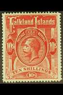 1912-20 10s Red/green, SG 68, Fine Mint For More Images, Please Visit Http://www.sandafayre.com/itemdetails.aspx?s=62834 - Falklandeilanden