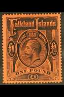 1912-20 KGV £1 Black/red, SG 69, Fine Mint For More Images, Please Visit Http://www.sandafayre.com/itemdetails.aspx?s=62 - Falklandinseln