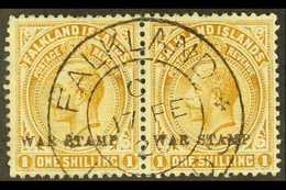 1918-20 "WAR STAMP" 1s Pale Bistre-brown, SG 72a, Horizontal Pair With Very Fine Fully Dated Cds, Couple Of Shortish Per - Falkland