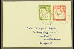 1952 Cover To UK Franked Coarse Map 2d, SG G2, In Addition ½d Black And Green Showing The Variety "missing "I" In Shetla - Falklandinseln