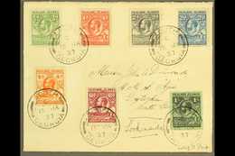 SOUTH GEORGIA Falkland Is 1929-37 "Whale And Penguins" Set Complete To 1s Tied To Env Addressed To Officer On Board HMS  - Falklandeilanden