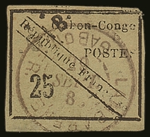 GABON 1889 25c Black On Green, Yvert 15 (SG 15), 4 Margins (close At Upper Right Corner), Without The Usual Thinning, Fi - Altri & Non Classificati