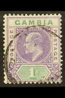 1902-05 (wmk CA) KEVII 1s Violet And Green, SG 52, Fine Used. For More Images, Please Visit Http://www.sandafayre.com/it - Gambia (...-1964)