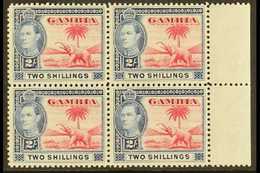 1938-46 2s Carmine & Blue, SG 157, Never Hinged Mint Marginal Block Of 4 (4) For More Images, Please Visit Http://www.sa - Gambia (...-1964)