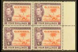 1938-46 4s Vermillion & Purple, SG 159, Never Hinged Mint Marginal Block Of 4 (4) For More Images, Please Visit Http://w - Gambia (...-1964)