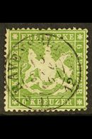 WURTTEMBERG 1861-62 6kr Deep Olive-green Perf 13½ On Thin Paper, SG 41 (Michel 18 Ya), Superb Used With Lovely 'socked-  - Other & Unclassified