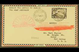 1931 GRAF ZEPPELIN POLAR FLIGHT, Superb Airmail Cover Franked Germany 1931 4Rm Polar Flight Adhesive Tied By Berlin Cds  - Otros & Sin Clasificación
