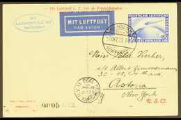 GRAF ZEPPELIN 1928 AMERICA FLIGHT 1928 (7 Oct) Picture Postcard Addressed To New York, Bearing 2m Zeppelin Stamp Tied By - Altri & Non Classificati