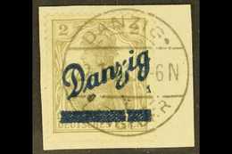 1920 (30 AUG) 2pf Grey Gerrnania With Diagonal "Danzig" And Bar Overprint, Listed Variety Showing "Z" IN DANZIG BROKEN A - Other & Unclassified