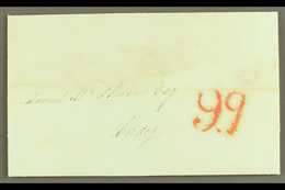 1840 (1st July) Pre-stamp Entire From Gibraltar To Cadiz With Lovely "9q" (9 Quartos) Port Payment Stamp (applied On Arr - Gibraltar