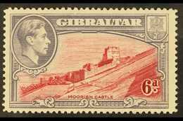 1938-51 6d Carmine And Grey-violet, Perf 14, SG 126a, Very Fine Mint, Only Lightly Hinged. For More Images, Please Visit - Gibraltar