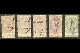 REVENUE STAMPS STAMP DUTY  Fine Used Group Comprising 1884 1p25, 1p85, 2p50 And 5p, Plus 1898 2s. (5 Stamps) For More Im - Gibraltar