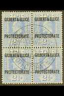 1911 2½d Ultramarine, Overprinted, SG 4, Superb Used Block Of 4 With Neat Central Cds. For More Images, Please Visit Htt - Îles Gilbert Et Ellice (...-1979)