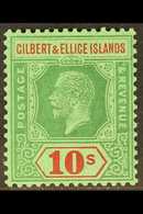 1922-27 10s Green And Red On Emerald, SG 35, Superb Never Hinged Mint.  For More Images, Please Visit Http://www.sandafa - Gilbert- En Ellice-eilanden (...-1979)