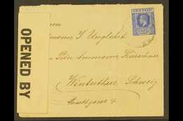 1917 CENSOR COVER. 1917 Censored To Switzerland Bearing KGV 2½d Tied By "BEGORO" Double Ring Cds, And With Accra Censor  - Gold Coast (...-1957)