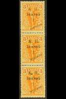 1917 SPECIMEN 1l On 3l Orange, Vertical Strip Of 3 With "SPECIMEN" Overprints, SG C303, Very Fine, Never Hinged Mint. Fo - Sonstige & Ohne Zuordnung