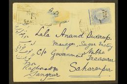 JHIND 1910 (14 Nov) Registered Cover From Sangrur To Saharanpur Bearing KEVII 2a6p Ultramarine (SG 47), Fine Marginal Ex - Other & Unclassified
