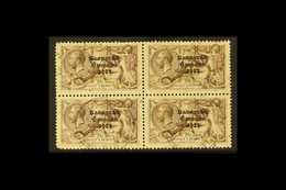 1927-28 2s.6d Chocolate Brown Seahorse, Wide Date SG 86, A Scarce Block Of Four Cds Used, Lower Left Corner Crease And R - Otros & Sin Clasificación