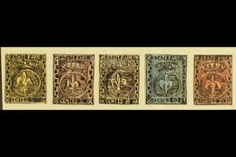1861 HAND PAINTED STAMPS Unique Miniature Artworks Created By A French "Timbrophile" In 1861. PARMA Five Values, Similar - Sin Clasificación